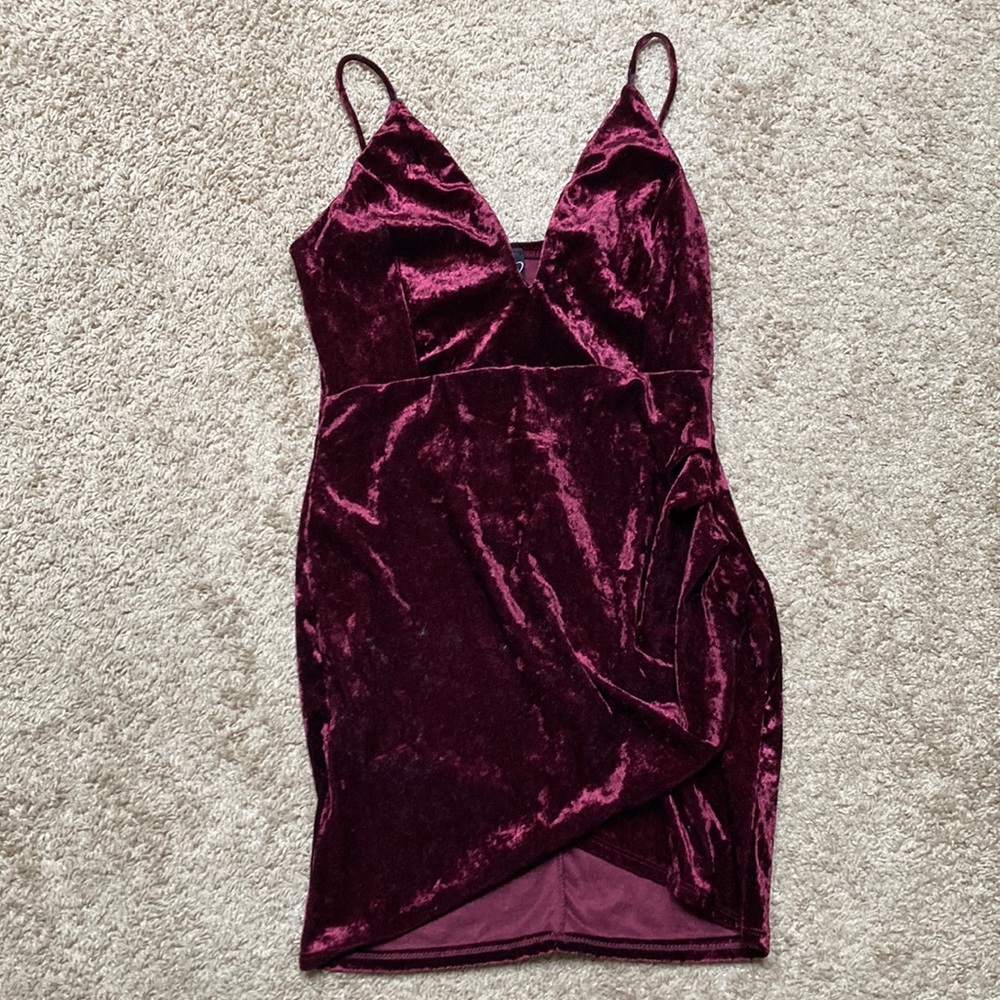 Velvet Plunge Mini Dress
